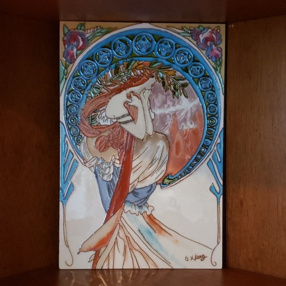 Decorative Art Nouveau 8×12"  Ceramic Tile🆕️